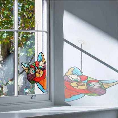 Close-up view of Cat Peeking Window Glass Decal | Home Decor by HomeDecorDecals.