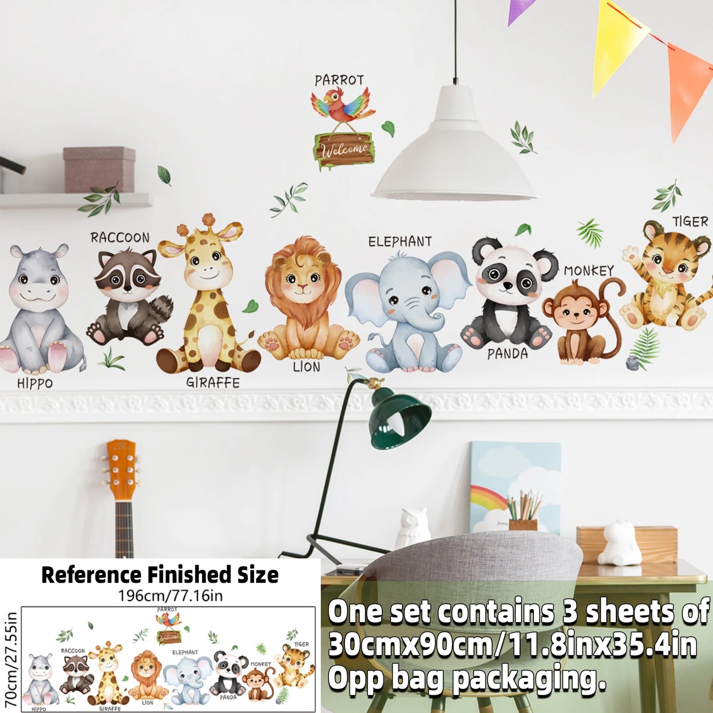 Safari Jungle Woodland Animals Wall Decals Wall Stickers for Boys Girls Baby Nursery Kids Bedroom Living Room Classroom Decor-HomeDecorDecals_com