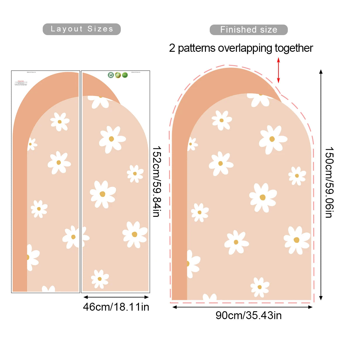 Boho Flowers Arch Wallpaper Nursery Decal Children's Room Baby Sticker Kids Bedroom Living Vinyl Home Decoration Peel and Stick-HomeDecorDecals_com