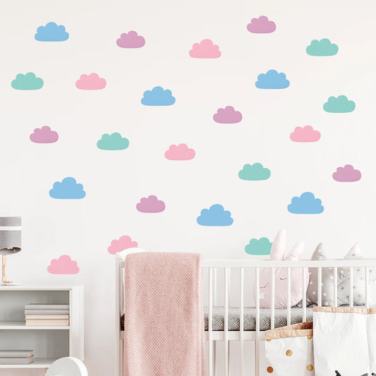 Cartoon Cute Colorful Cloud Wall Stickers Living Room Decoration Kids Room Wall Art Home Accessories Gift Wall Decals-HomeDecorDecals_com