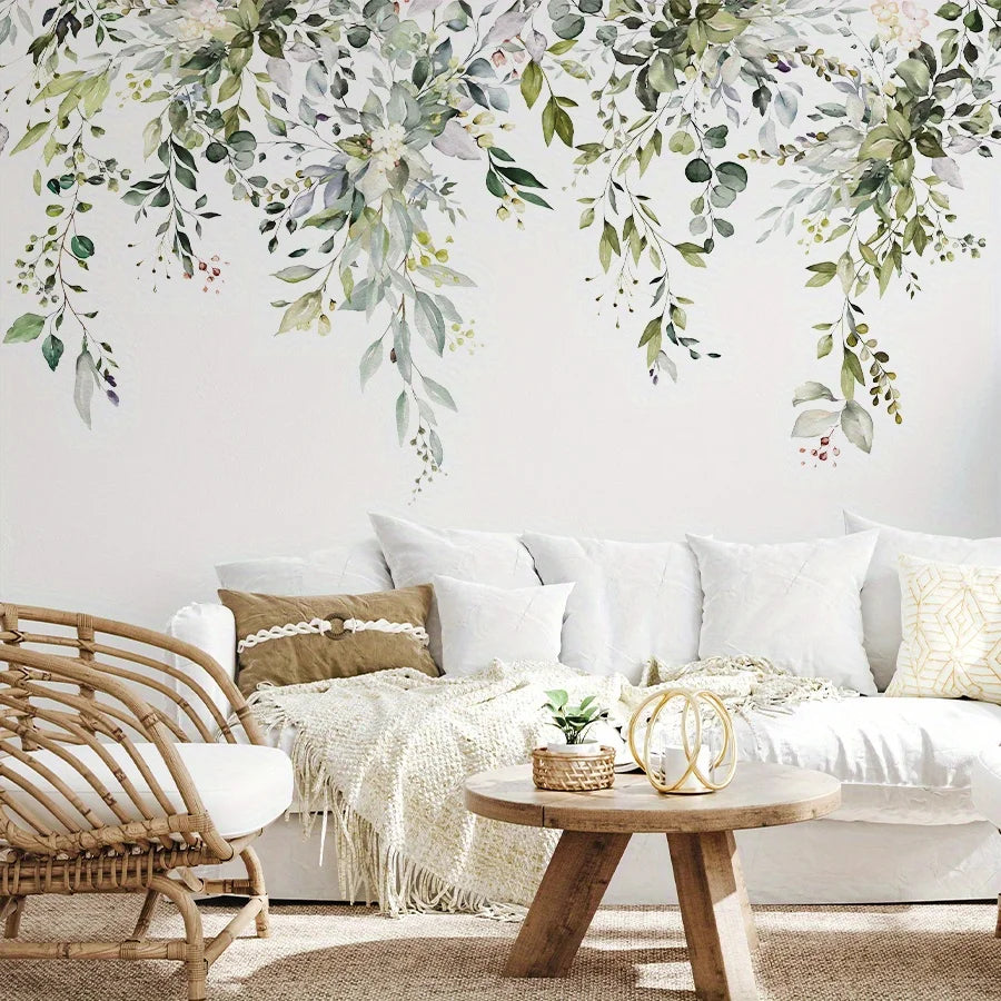Watercolour Flower Plant Vine Wall Decal | Home Decor removable peel and stick wall decal by HomeDecorDecals.