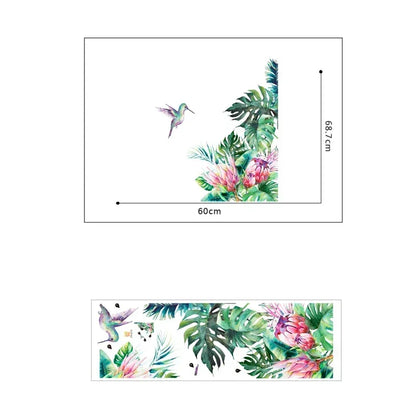 Tropical Flowers and Birds Mural Wall Decal | Home Decor decorative wall feature by HomeDecorDecals.