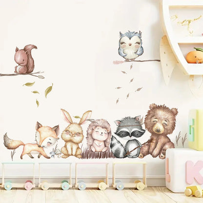 1Pc Cartoon Animals Rabbit Bear Wall Sticker Kids Room Wall Decoration Children's Room Bedroom Wall Decals Decor for Living Room-HomeDecorDecals_com