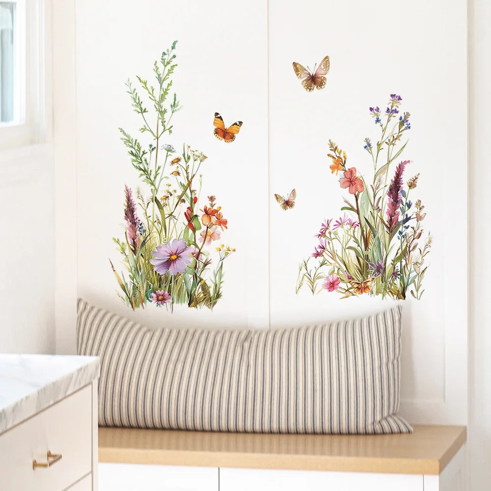 2PCS Flower And Leaf Wall Stickers PVC Kids Room Decor-HomeDecorDecals_com