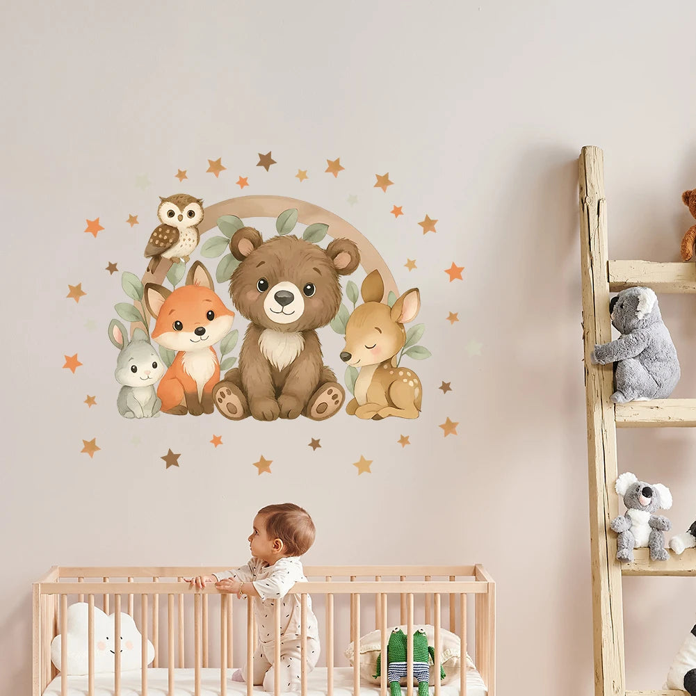 Forest Animal Wall Stickers For Children's Rooms Children's Wall Stickers For Boys Daycare Room Decorations Cartoon Animal-HomeDecorDecals_com