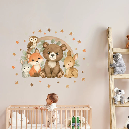 Forest Animal Wall Stickers For Children's Rooms Children's Wall Stickers For Boys Daycare Room Decorations Cartoon Animal-HomeDecorDecals_com