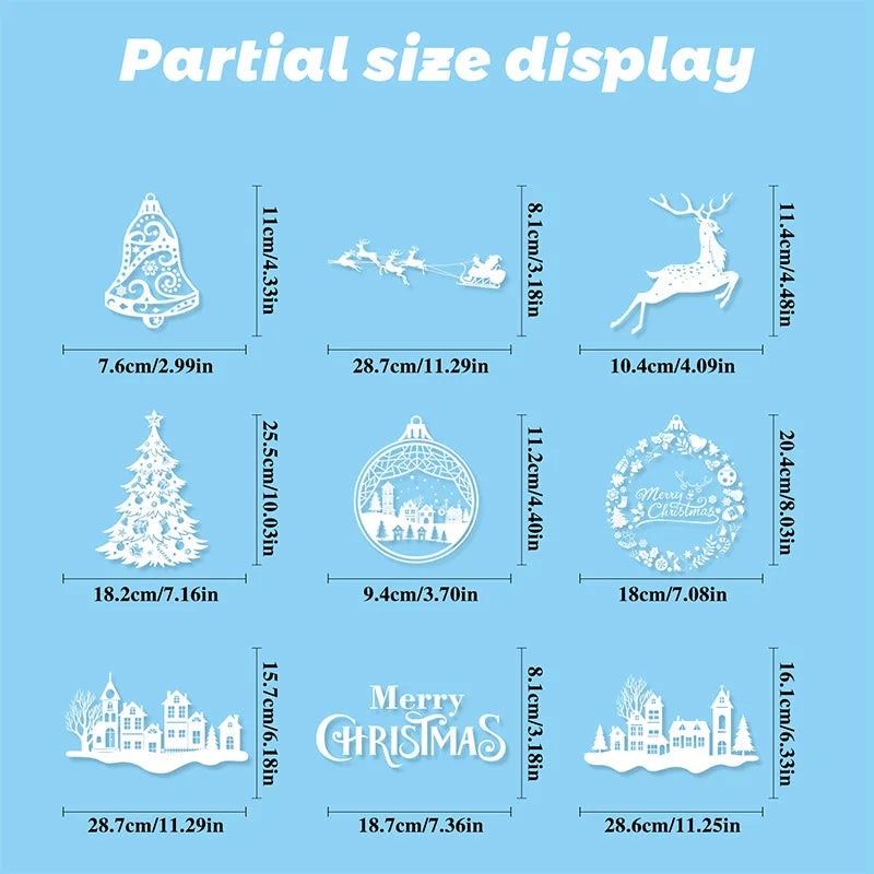 9pcs Snowflake Christmas Window Stickers Reindeer New Year Decal Wall Sticker White Christmas Electrostatic Stickers Decorations-HomeDecorDecals_com