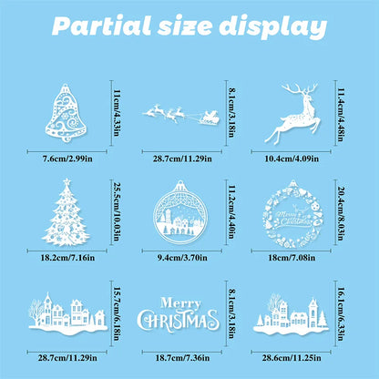 9pcs Snowflake Christmas Window Stickers Reindeer New Year Decal Wall Sticker White Christmas Electrostatic Stickers Decorations-HomeDecorDecals_com