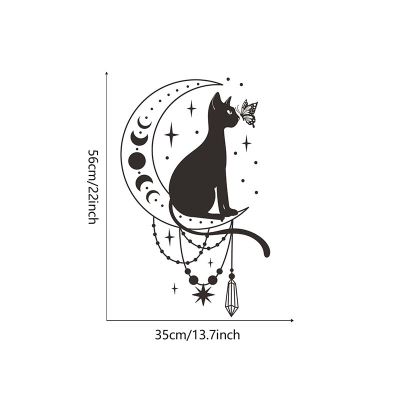 Cartoon Cat Butterfly and Moon Wall Decal | Room Decor home decor design by HomeDecorDecals.