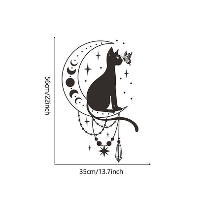 Cartoon Cat Butterfly and Moon Wall Decal | Room Decor home decor design by HomeDecorDecals.