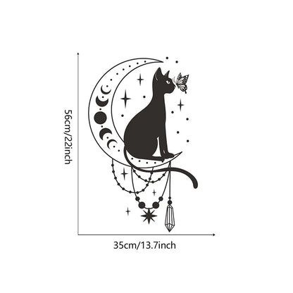 Additional view of Cartoon Cat Butterfly and Moon Wall Decal | Room Decor by HomeDecorDecals.