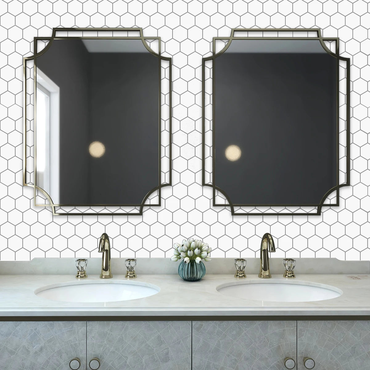 Large Hexagonal Wall Tiles | Home Decor displayed in room decor by HomeDecorDecals.