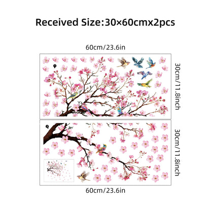 Watercolour Bird and Flower Wall Stickers (2-Pack)-HomeDecorDecals_com
