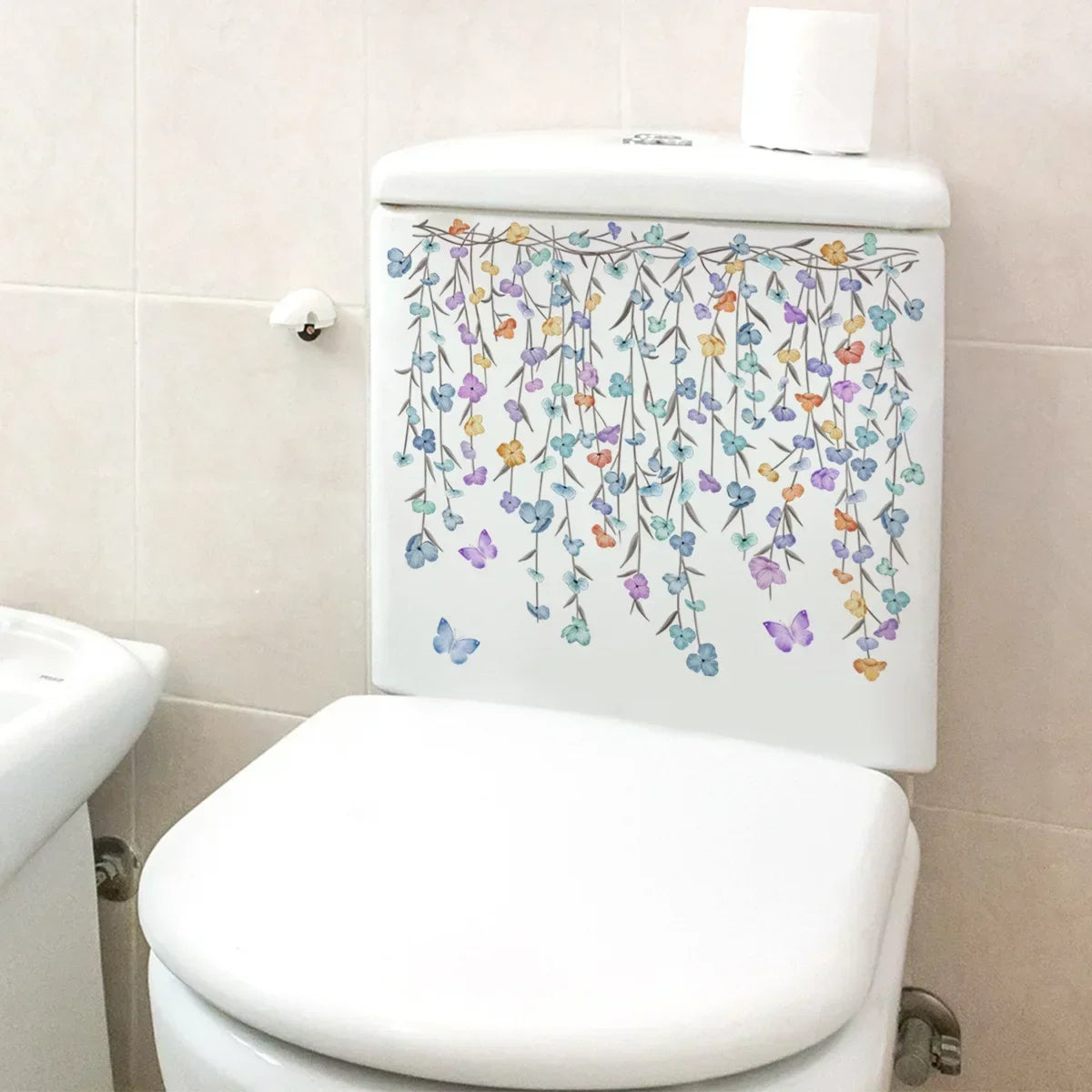 Plant Leaves Wall Sticker Toilet Sticker WC Self Adhesive Mural Beautify Flower Home Decoration Decals Refrigerator sticker-HomeDecorDecals_com
