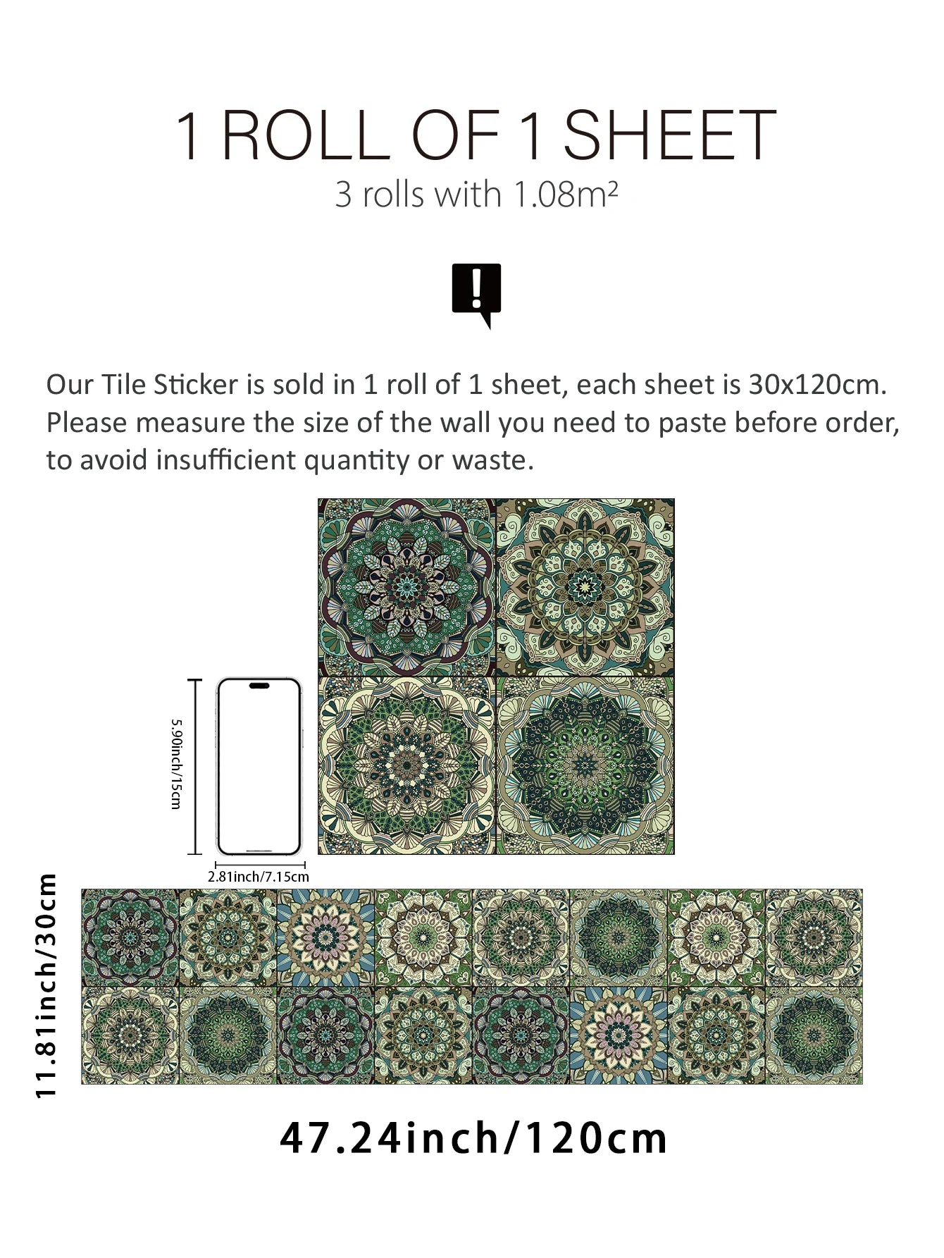 Additional view of Green Mandala Kitchen Wall Decal | Home Decor by HomeDecorDecals.