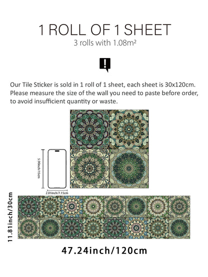 Additional view of Green Mandala Kitchen Wall Decal | Home Decor by HomeDecorDecals.