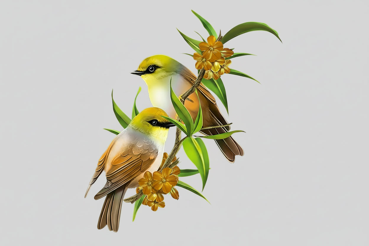 Beautiful Flower and Bird Art Wall Decal | Home Decor by HomeDecorDecals.