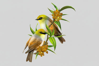 Beautiful Flower and Bird Art Wall Decal | Home Decor by HomeDecorDecals.