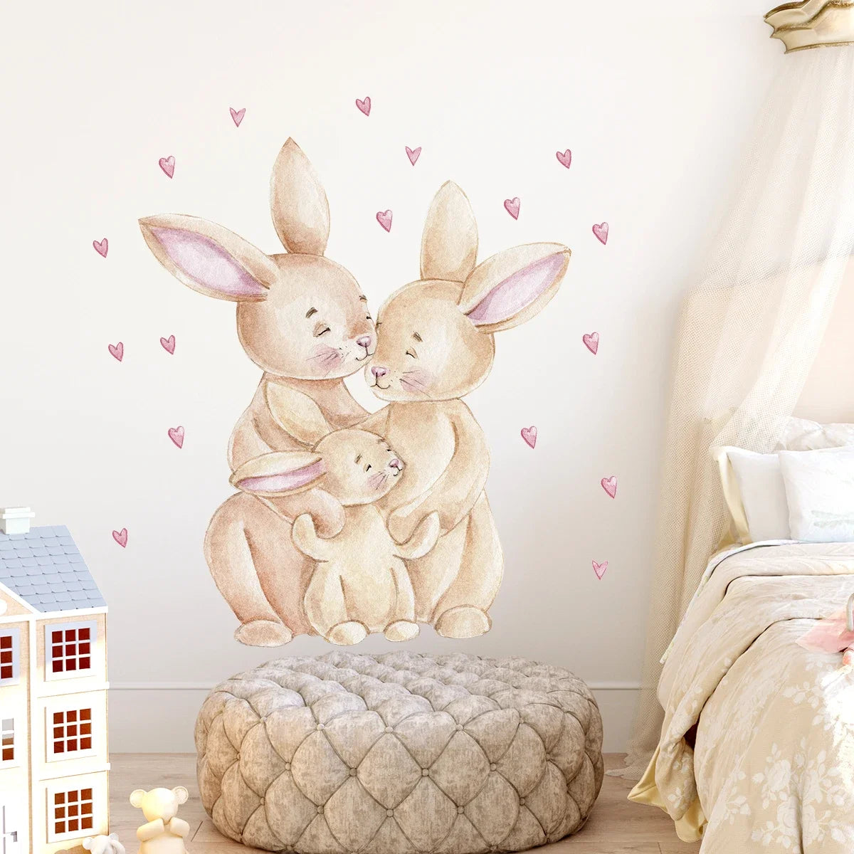 1Pc Cartoon Cute Love Heart Rabbit Wall Stickers for Kids Room Decor Baby Room Decoration Child Living Room Wall Decals DIY-HomeDecorDecals_com