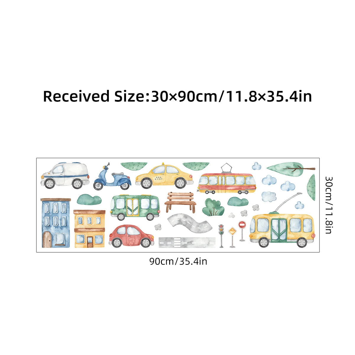Cartoon Tree Bus Car Wall Stickers for Kids Room Home Decor Accessories Living Room Child Bedroom Decoration Baby Nursery-HomeDecorDecals_com