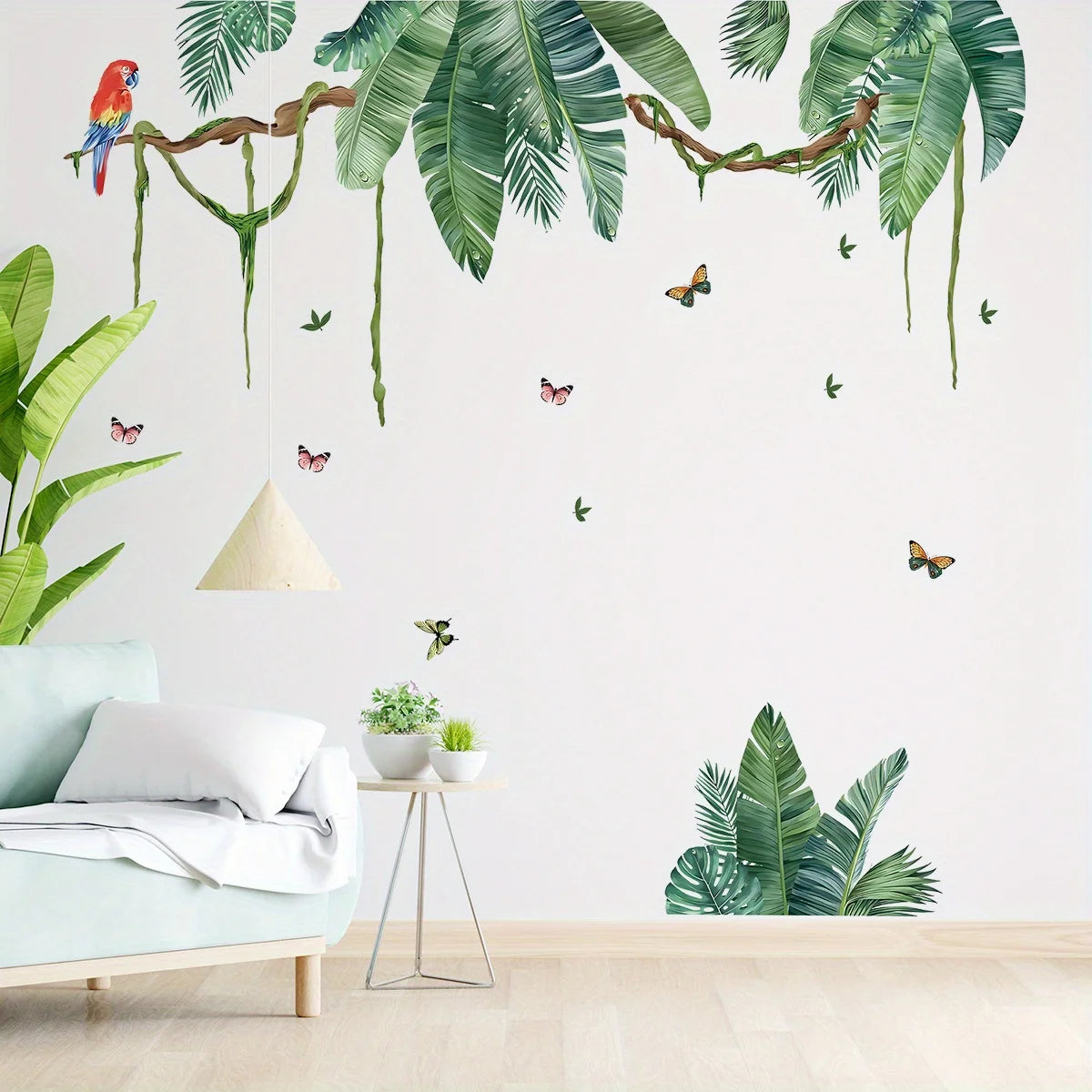 Watercolor Leaf andamp; Butterfly Wall Sticker PVC Kids Decor-HomeDecorDecals_com