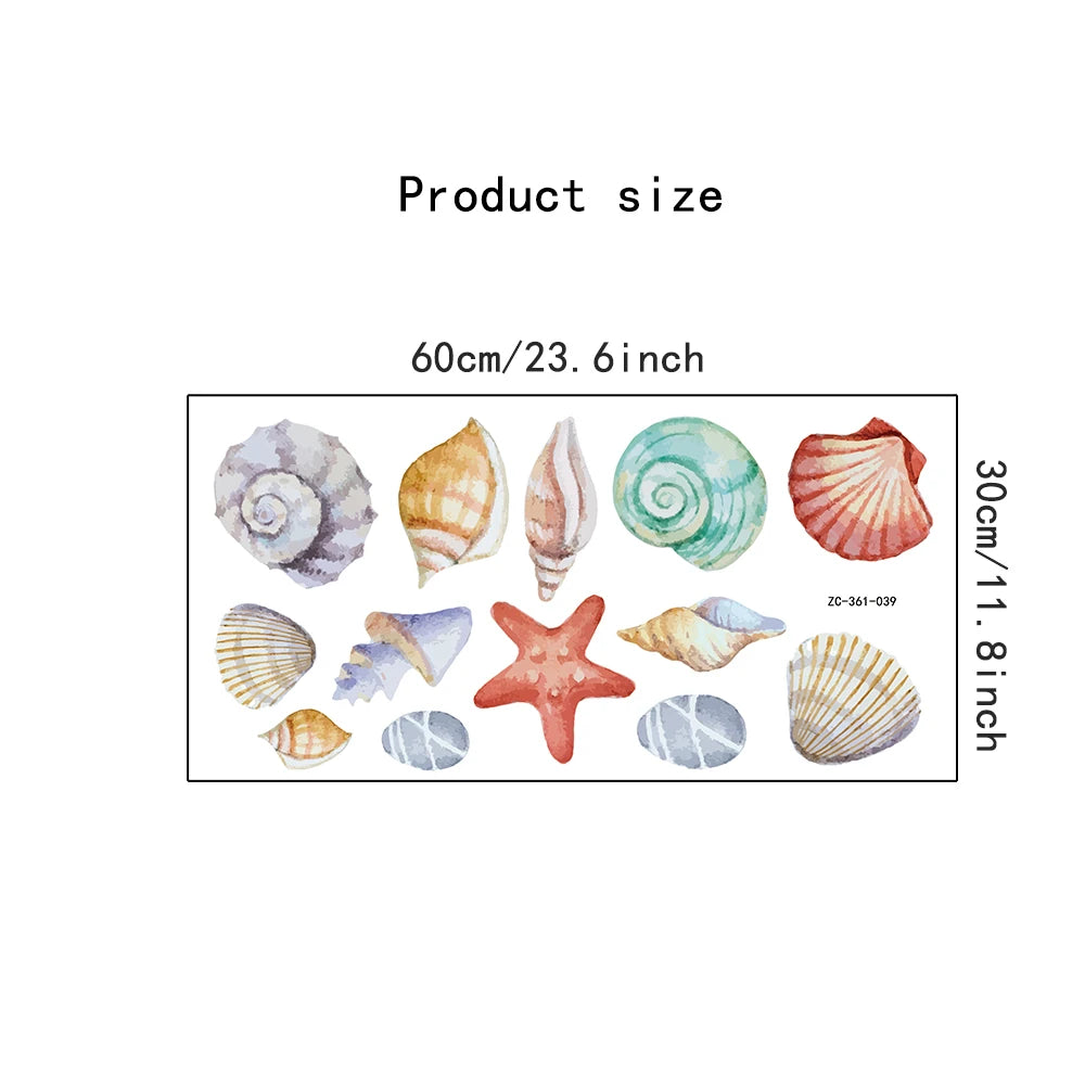 1X Beautiful Shell DIY Wall Stickers for Bathroom Decor Kids Removable Decals PVC Showcase Window Glass Tile Door Posters Mural-HomeDecorDecals_com
