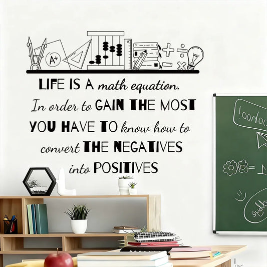 Math Equation Life Quote Wall Sticker Ruler Decal For Library Classroom Office Decor Educational Motivational Stick Art-HomeDecorDecals_com