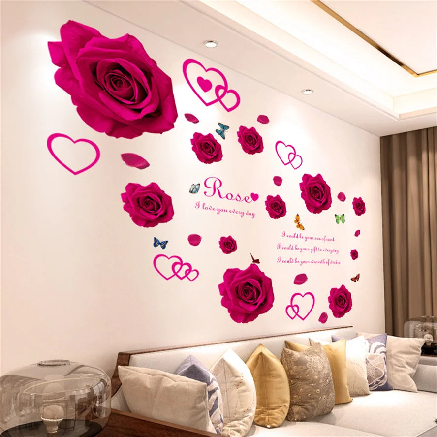 Close-up view of Flowers and Butterfly Wall Decal | Home Decor by HomeDecorDecals.