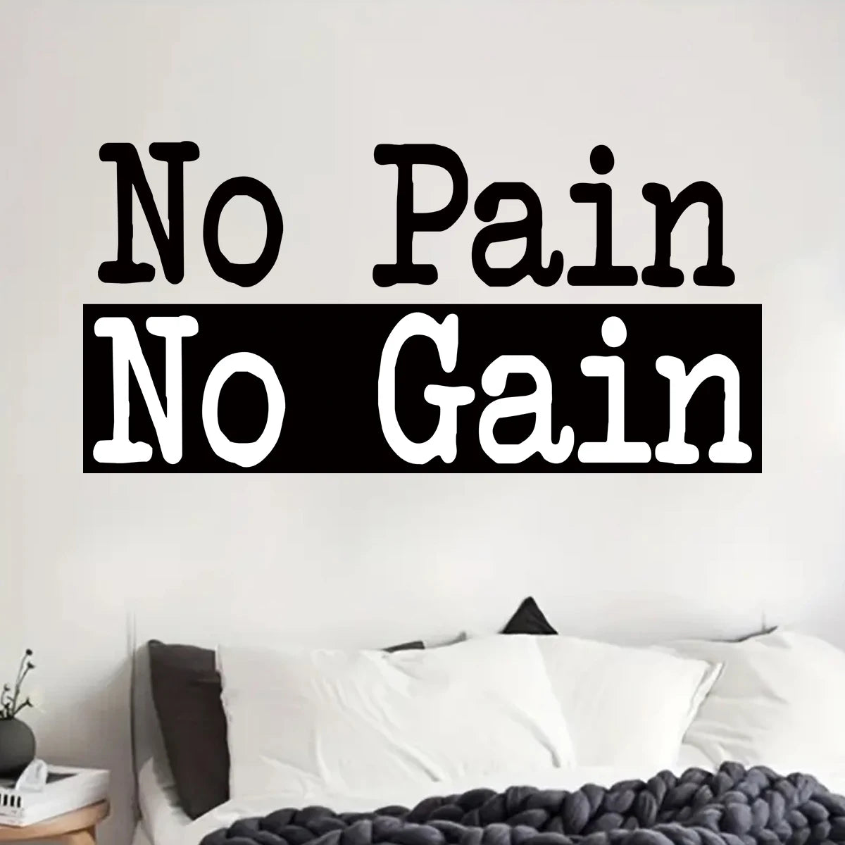 1Pc "No Pain No Gain" Inspirational Quotes Text Wall Stickers for Gym Study Room Decor Wall Decals Home Decoration Living Room-HomeDecorDecals_com