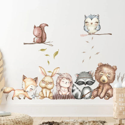 1Pc Cartoon Animals Rabbit Bear Wall Sticker Kids Room Wall Decoration Children's Room Bedroom Wall Decals Decor for Living Room-HomeDecorDecals_com