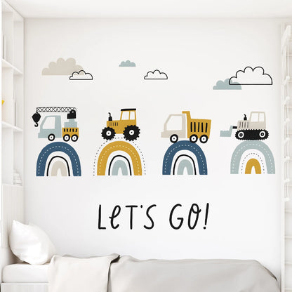 Colourful Cartoon Truck Rainbow Wall Sticker for Kids-HomeDecorDecals_com