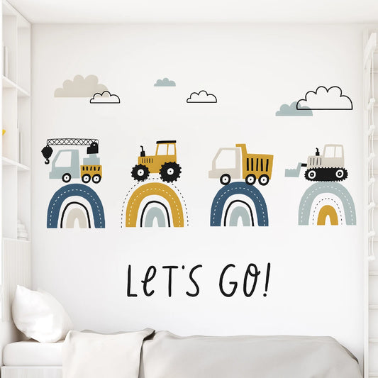 Colourful Cartoon Truck Rainbow Wall Sticker for Kids-HomeDecorDecals_com