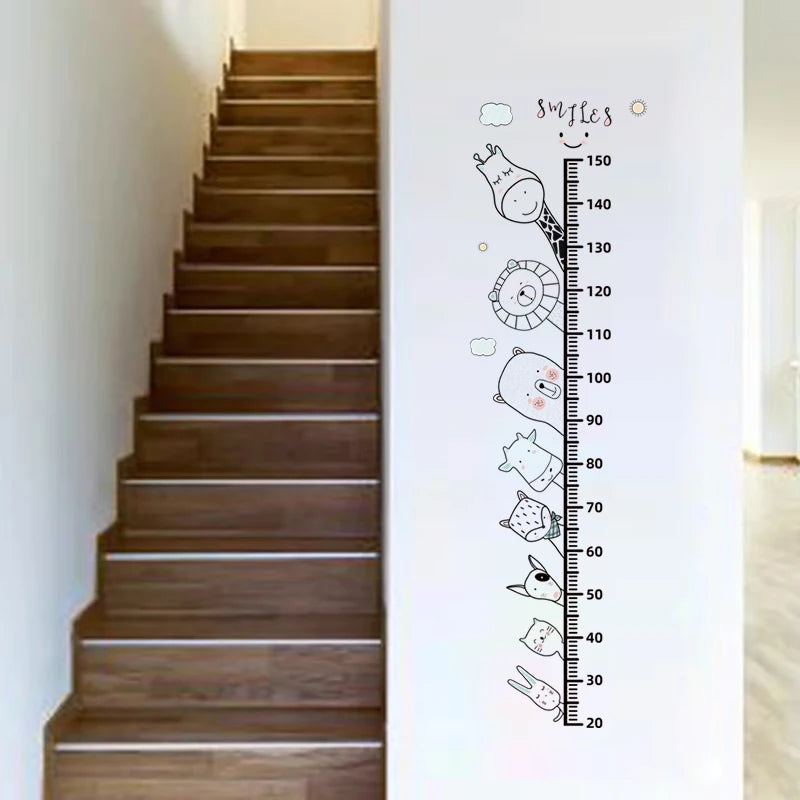 Simple Line Animals Cartoon Height Ruller Wall Stickers Grow Up Height Measure Wall Decals for kis Room Living Room Bedroom PVC-HomeDecorDecals_com