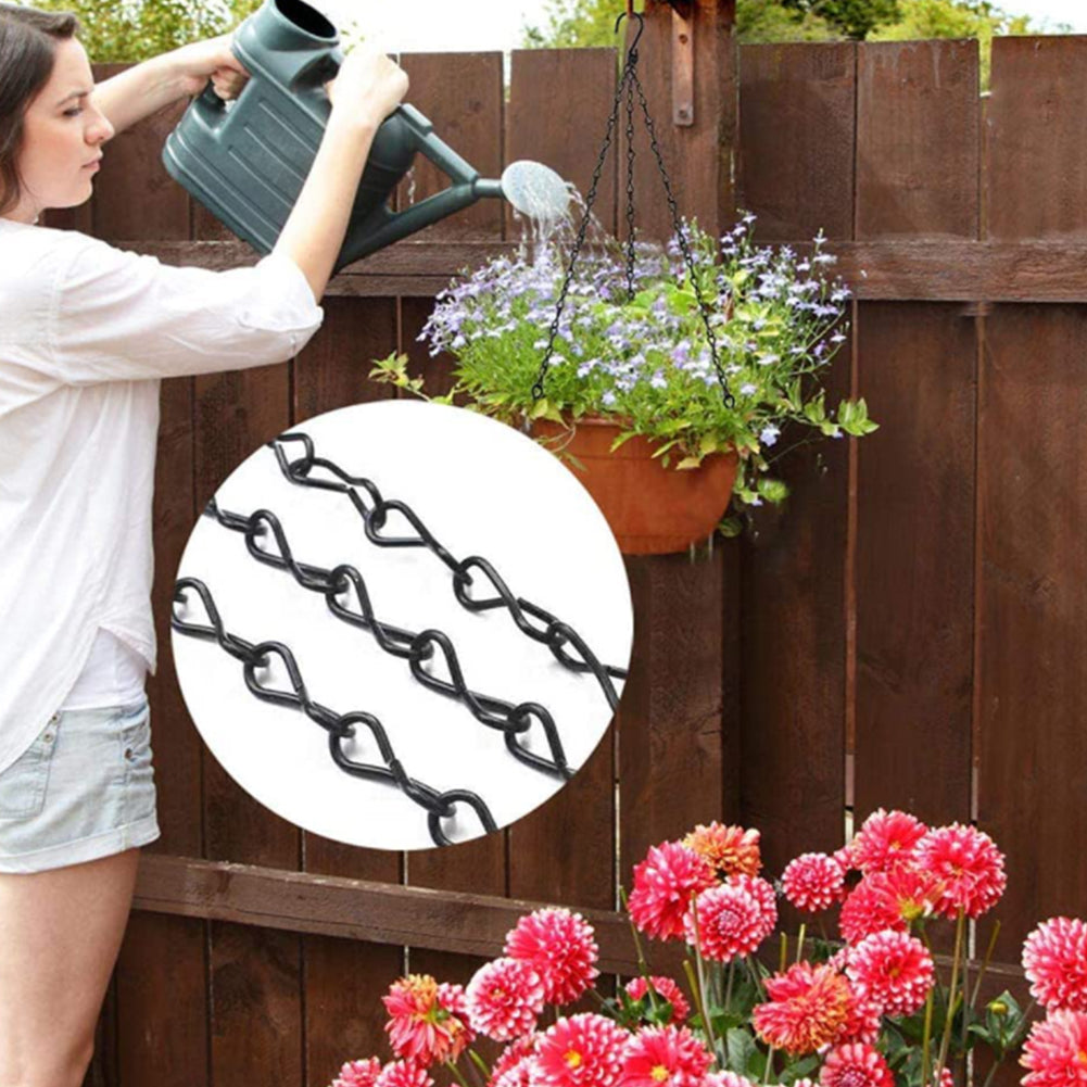 Close-up view of Hanging Basket Flower Pot Chain with 3 Hooks | Home Decor by HomeDecorDecals.