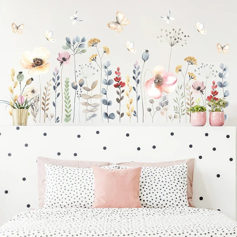 Boho Watercolour Flower Wall Decal | Home Decor removable peel and stick wall decal by HomeDecorDecals.