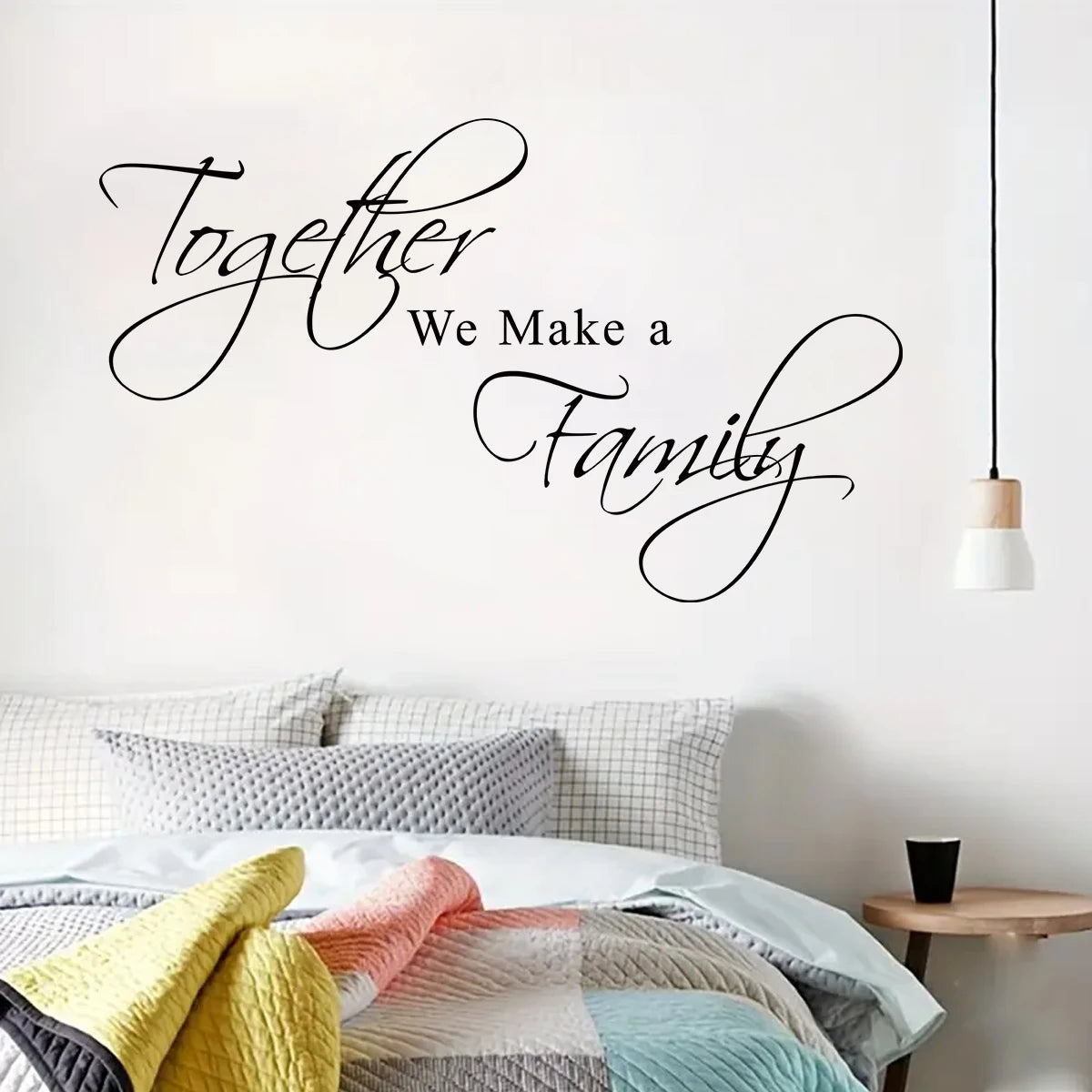 "together We Make A Family" Sweet Text Wall Stickers Home Decor Accessories Living Room Wall Decals Bedroom Decoration Kids Room-HomeDecorDecals_com