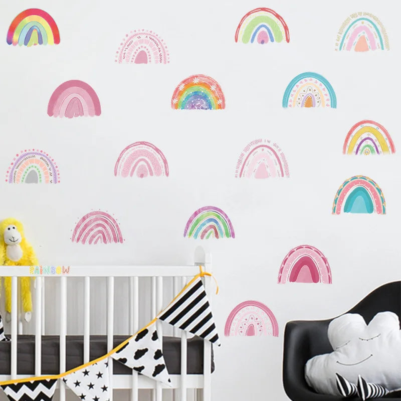 1x Cartoon Arch Rainbow DIY Wall Stickers for Baby Room Kids Bedroom Nursery Window Decor Removable PVC Decals Home Pieces Mural-HomeDecorDecals_com