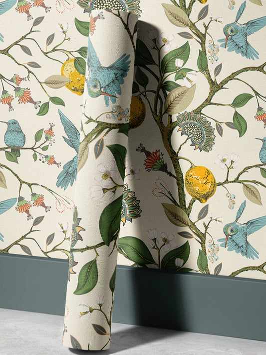 Lemon Flower Birds and Blooming Garden Wall Decal | Home Decor removable peel and stick wall decal by HomeDecorDecals.