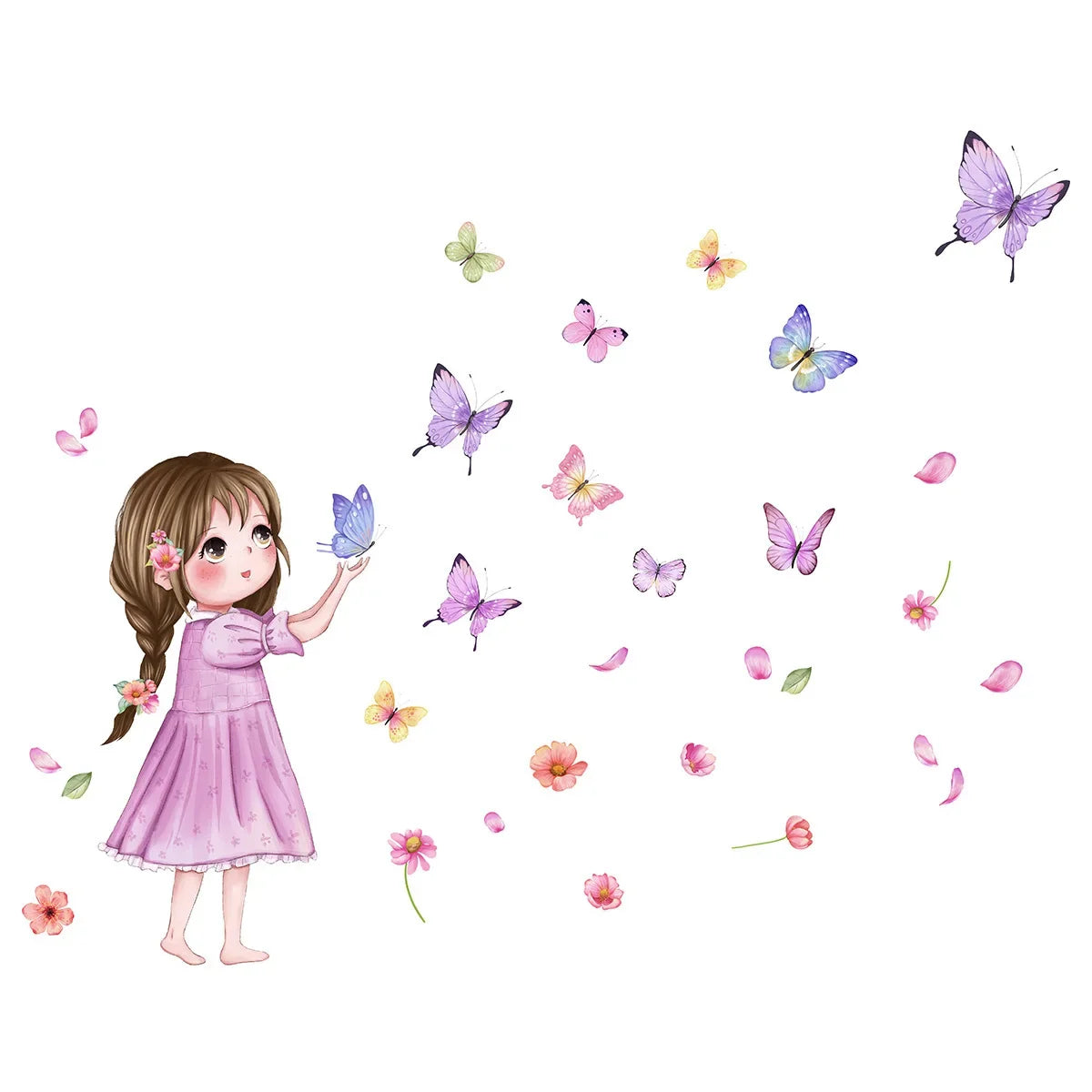 Wall Stickers Cute Girl Butterflies for Bedroom Removable Decals PVC Peel and Stick Decor Girls Room living room decoration-HomeDecorDecals_com