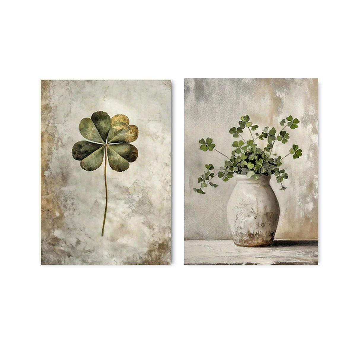 Retro Lucky Four-Leaf Clover Canvas Wall Decal | Home Decor decorative wall feature by HomeDecorDecals.