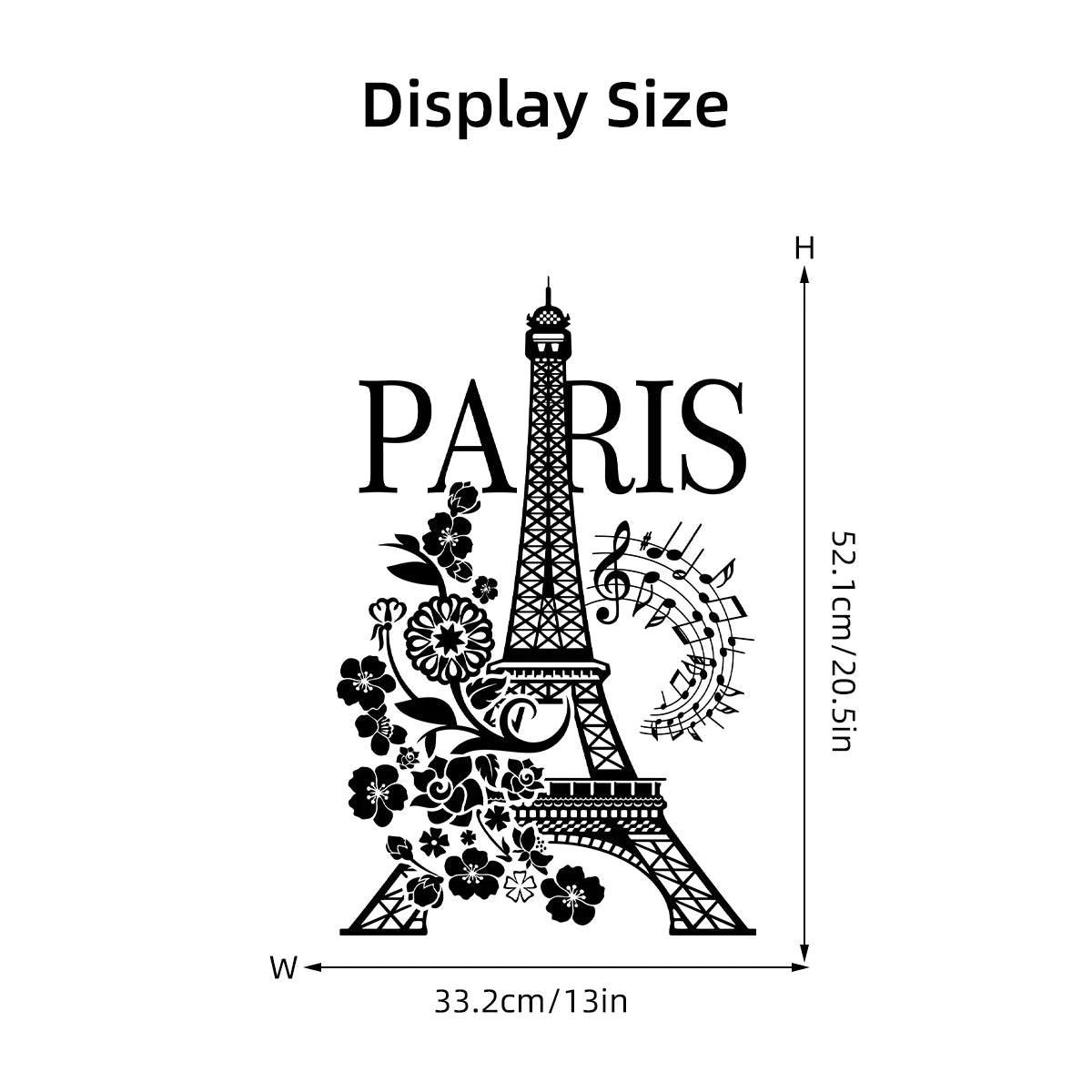 Eiffel Tower Flower Silhouette Wall Decal | Home Decor displayed in room decor by HomeDecorDecals.