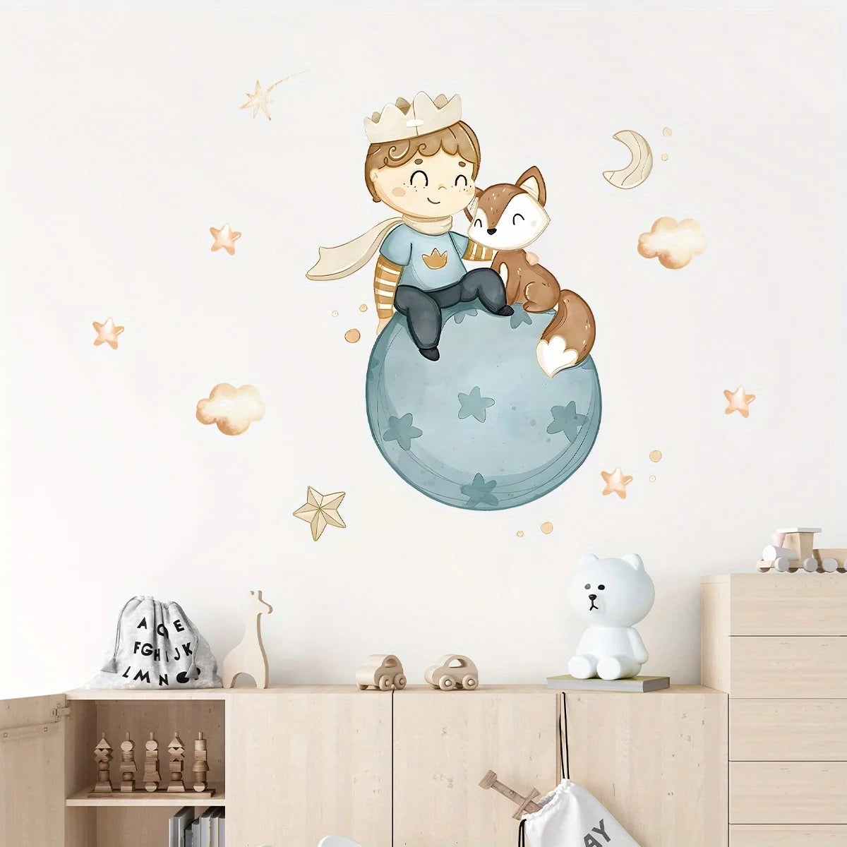 Prince Fox Balloon Wall Decal for Kids-HomeDecorDecals_com