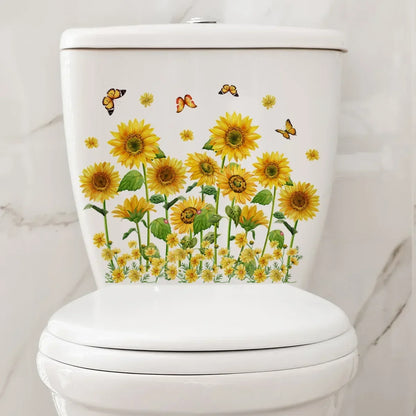 Plant Leaves Wall Sticker Toilet Sticker WC Self Adhesive Mural Beautify Flower Home Decoration Decals Refrigerator sticker-HomeDecorDecals_com