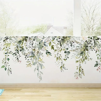 2pcs Plant Vine Flower Green Leaf Self-Adhesive Wall Stickers Removable Decorative Decal for Home Living Room Bedroom Background-HomeDecorDecals_com