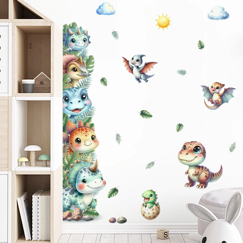 Cartoon Cute Dinosaur Wall Stickers for Children Room Boy Kids Room Living Room Nursery Background Decoration Wall Decals-HomeDecorDecals_com