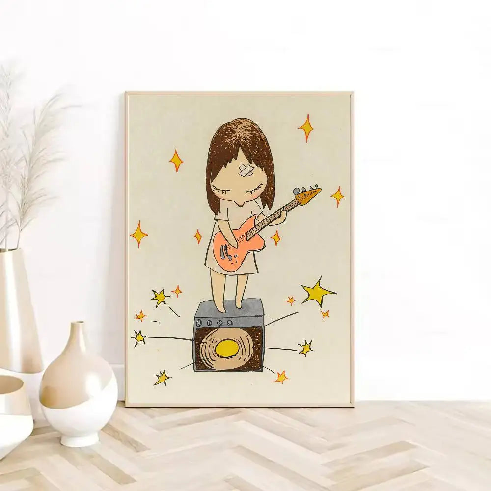 Y-Yoshitomo Nara Art Lovely melancholy Poster HD sticky wall waterproof home living room bedroom Dorm bar aesthetic decoration-HomeDecorDecals_com