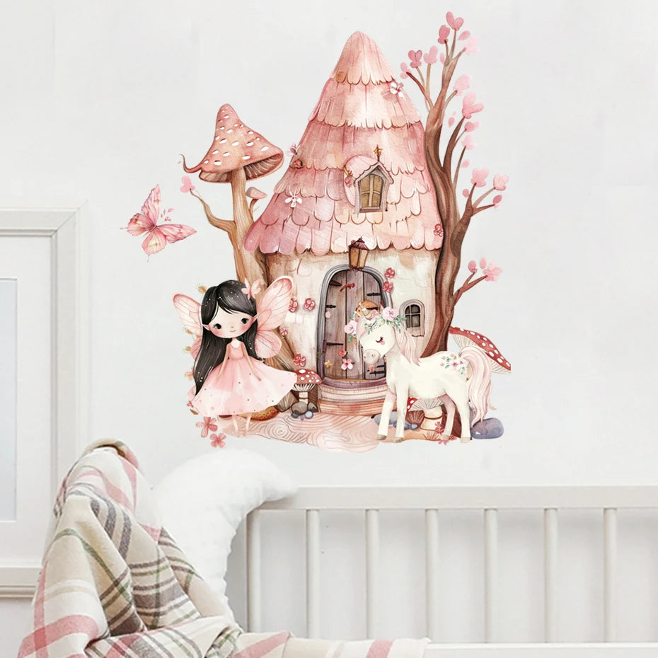 Elf Princess Mushroom House Kids Wall Sticker-HomeDecorDecals_com