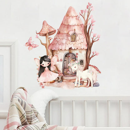 Elf Princess Mushroom House Kids Wall Sticker-HomeDecorDecals_com