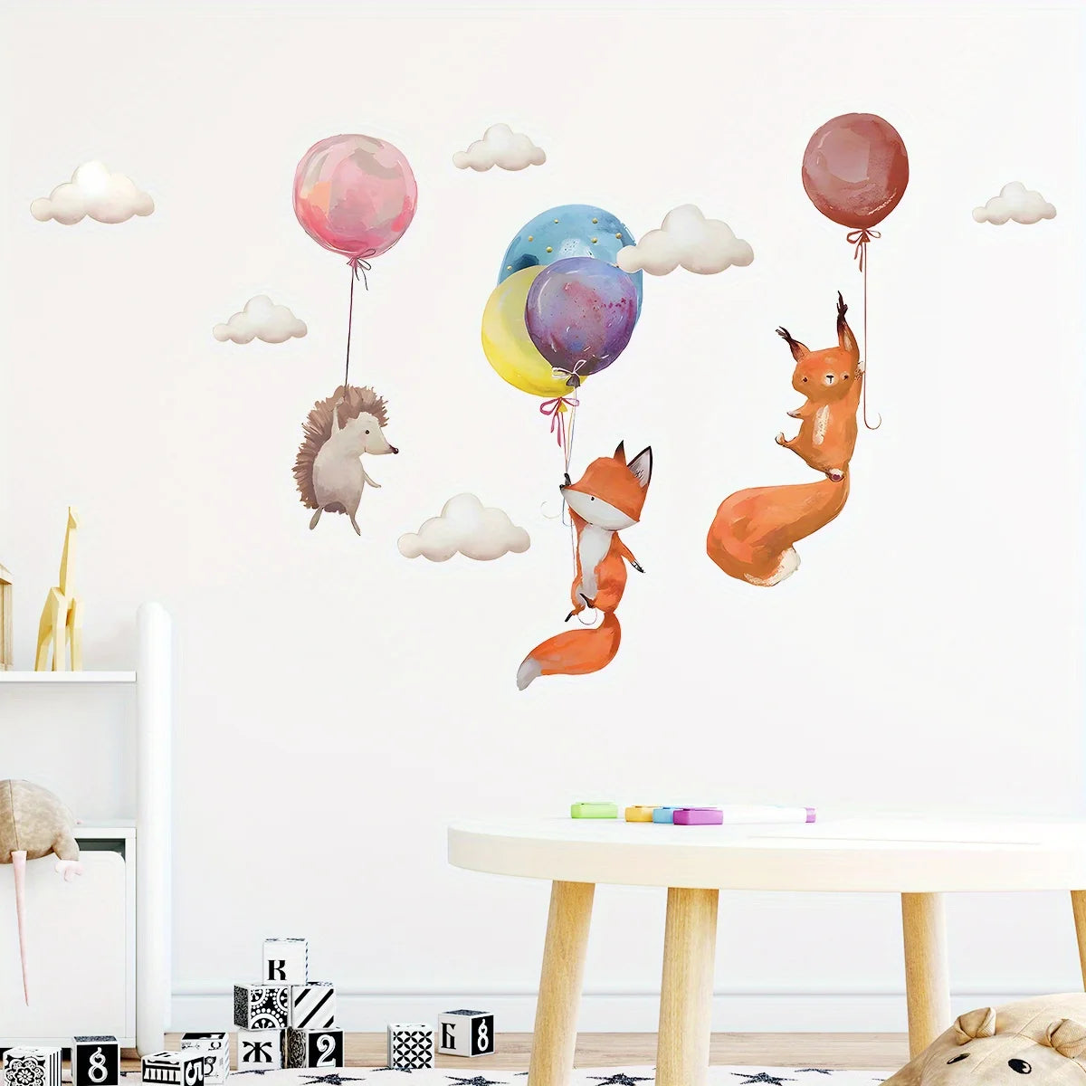 Cartoon Fox And Forest Animals Wall Sticker for Kids Room-HomeDecorDecals_com