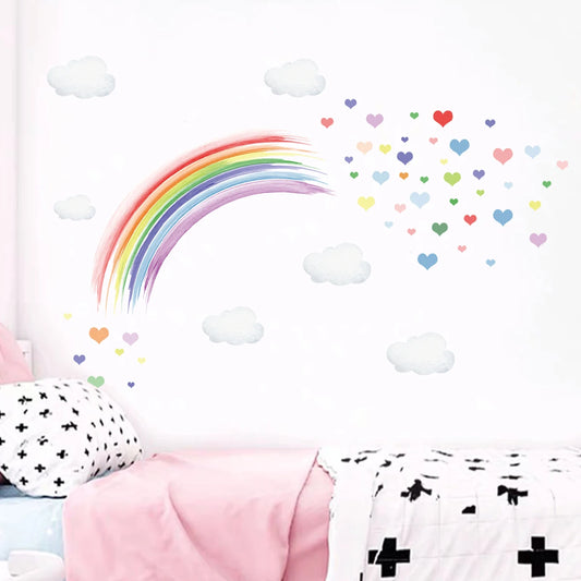 Rainbow Heart Watercolour Wall Decal-HomeDecorDecals_com